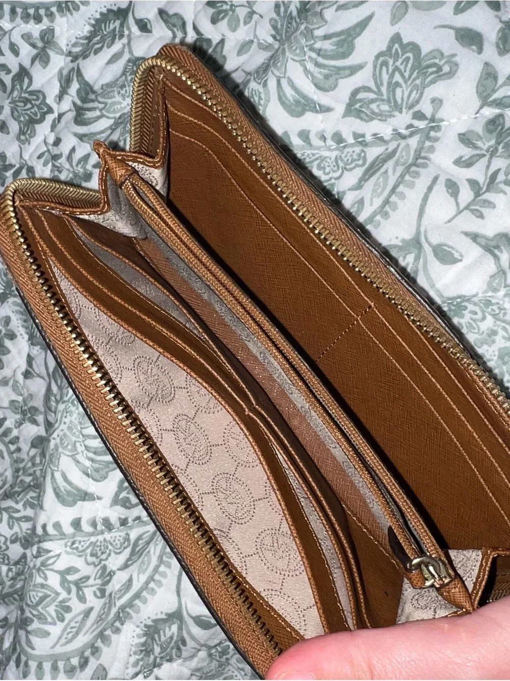 Michael Kors Cognac Brown Saffiano Zip Wallet